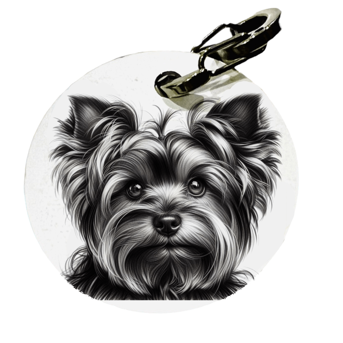 L'atelier du Fourmilier médaille Petite / Fusain Médaille Yorkshire Terrier personnalisée – 30 mm ou 38 mm