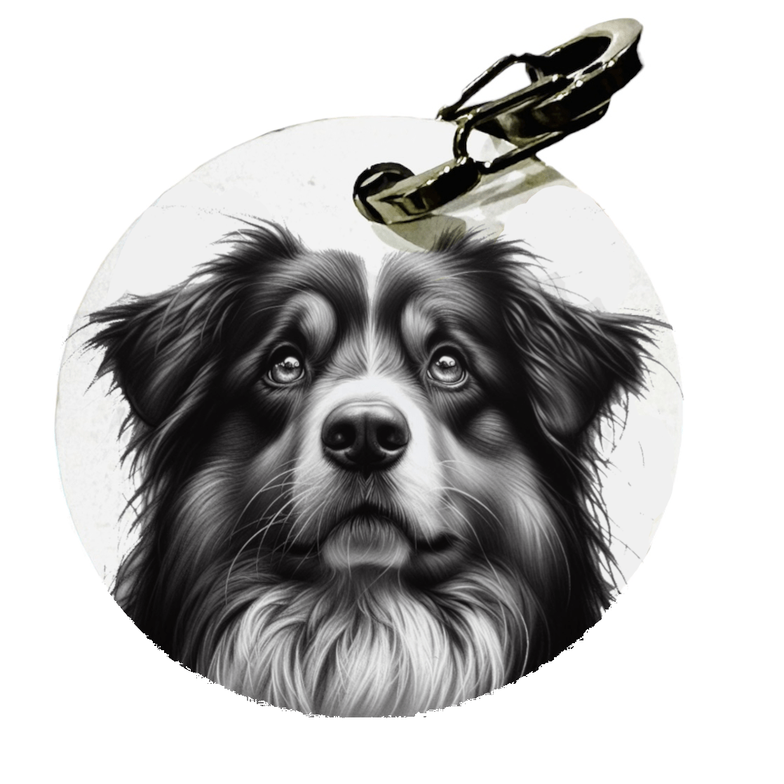 L'atelier du Fourmilier Petite / Fusain Médaille pour chien – Berger Australien