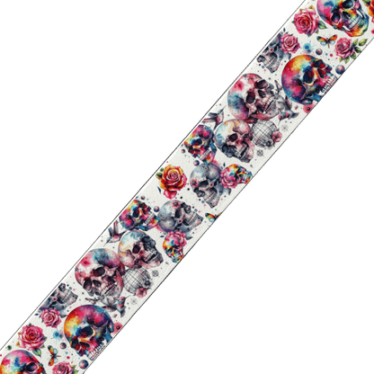 L'atelier du Fourmilier Promo Collier pour chien en BioThane® imprimé 38 mm – Crânes & Roses 💀🌹