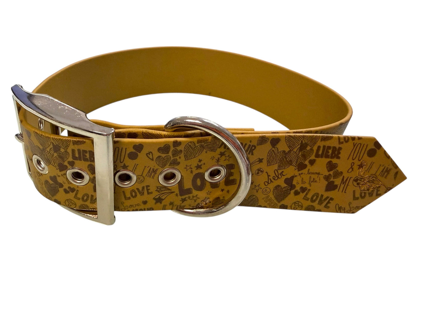 L'atelier du Fourmilier Promo L Collier BioThane® doré imprimé – 38 mm - Taille L