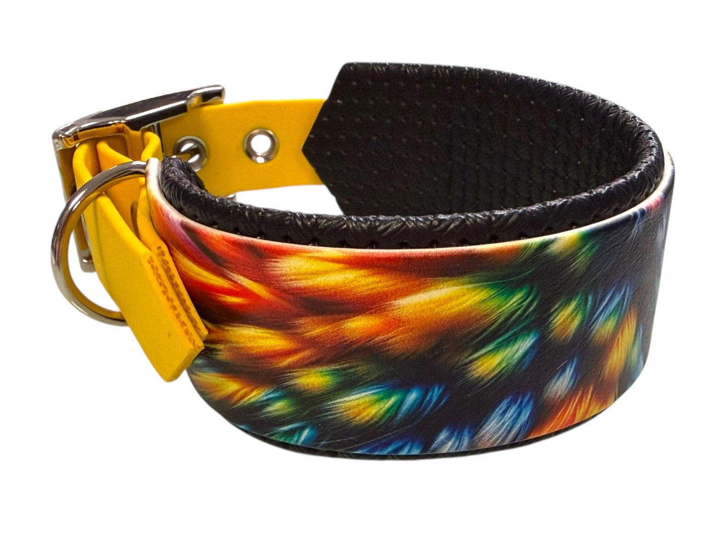 L'atelier du Fourmilier Promo S Collier BioThane® imprimé doublé mousse – finition jaune - Taille S
