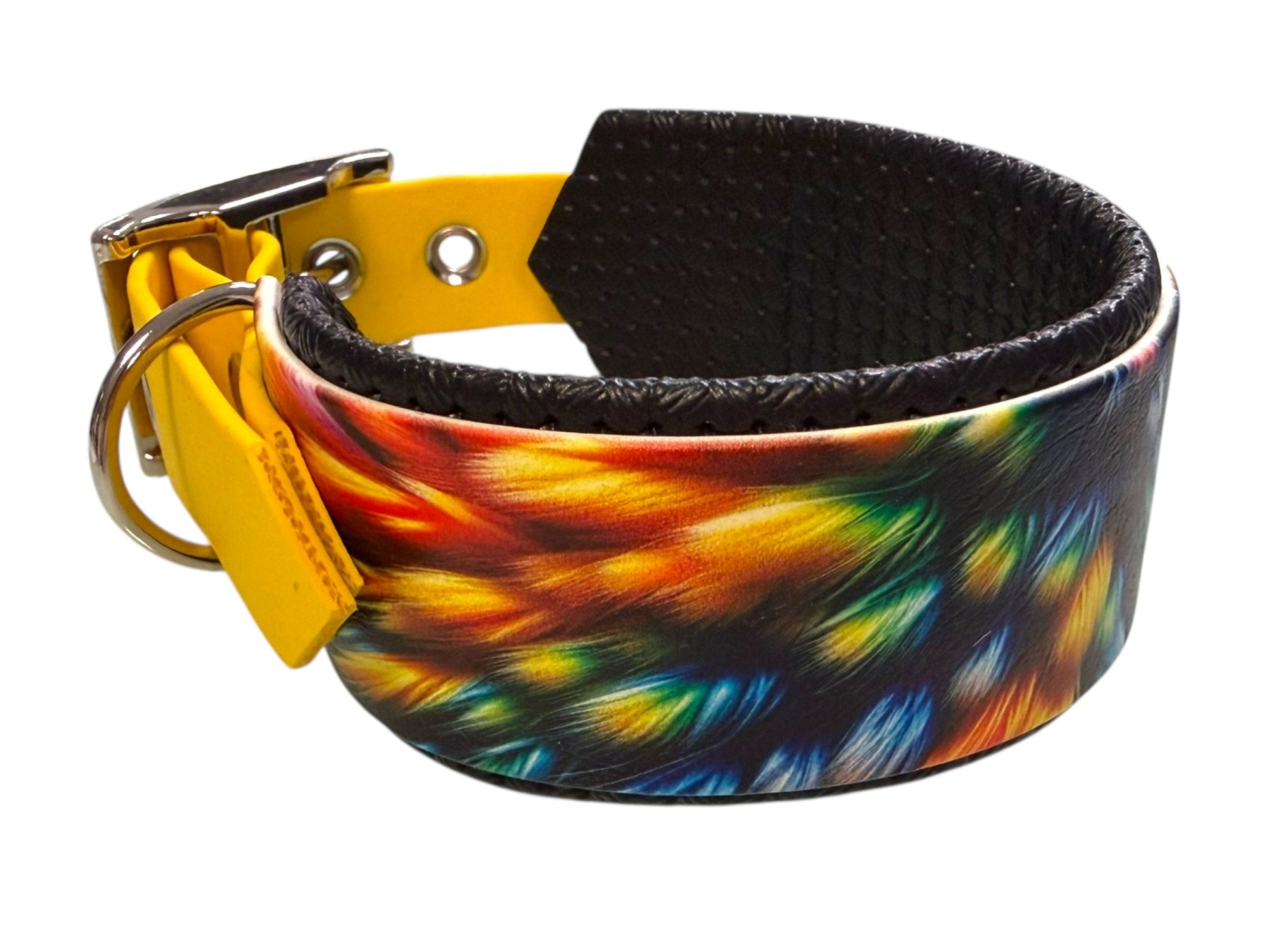 L'atelier du Fourmilier Promo S Collier BioThane® imprimé doublé mousse – finition jaune - Taille S