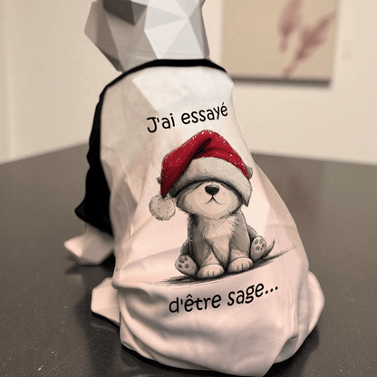 Atelier du Fourmilier tee-shirt T-shirt de Noël pour chien « J’ai essayé d’être sage… »