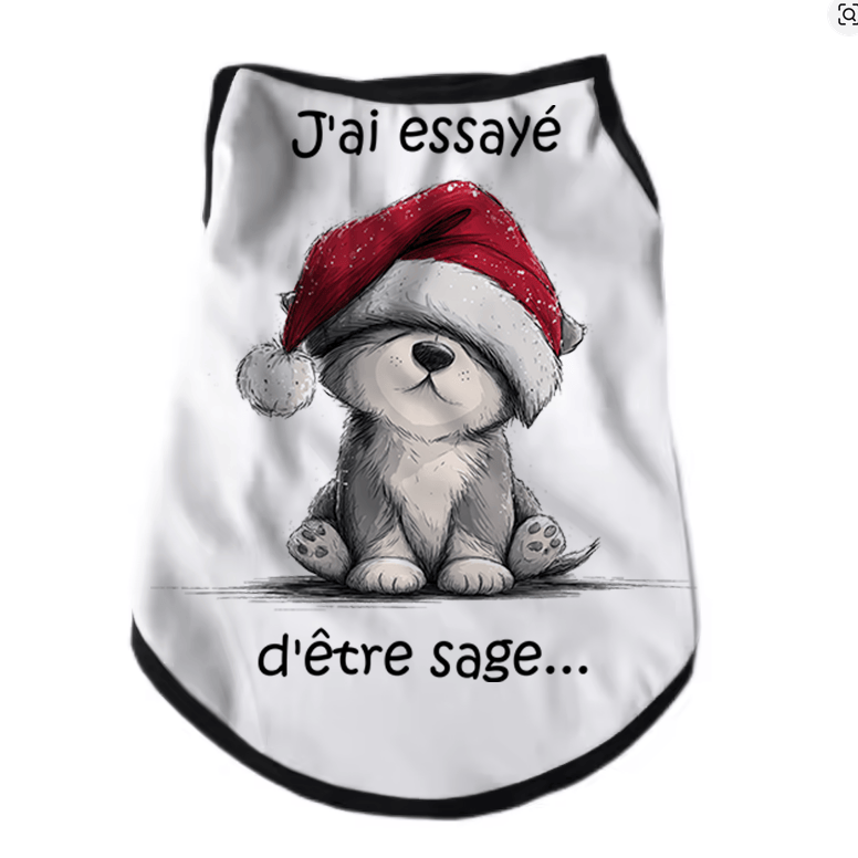 Atelier du Fourmilier tee-shirt T-shirt de Noël pour chien « J’ai essayé d’être sage… »