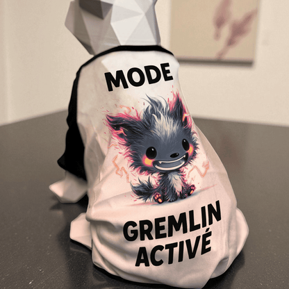 Atelier du Fourmilier tee-shirt T-shirt humoristique pour chien « Mode Gremlin Activé »