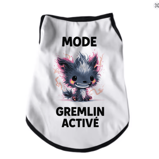 Atelier du Fourmilier tee-shirt T-shirt humoristique pour chien « Mode Gremlin Activé »