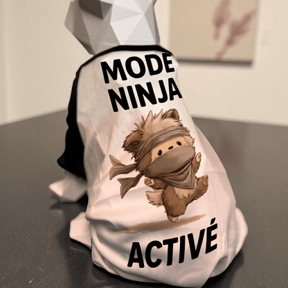 Atelier du Fourmilier tee-shirt T-shirt humoristique pour chien « Mode Ninja Activé »