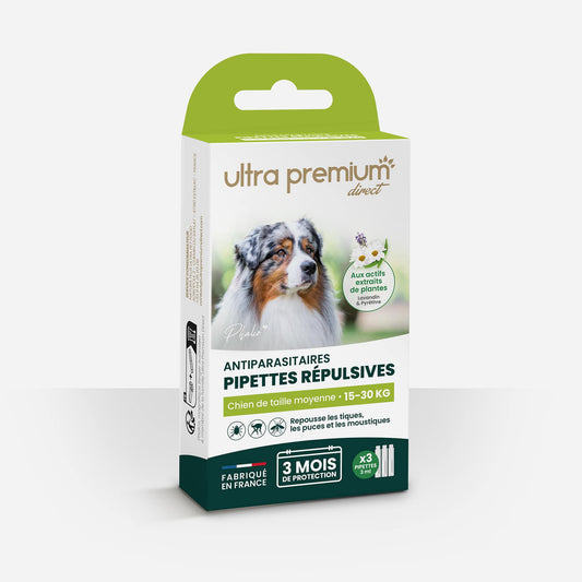 Ultrapremium Ultrapremium Pipettes répulsives Antiparasitaires pour chien de taille moyenne (15 à 30 kg)