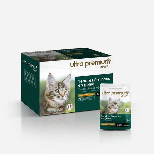 Ultrapremium Ultrapremium Sachets Fraîcheur Chaton / Chat adulte Sans Céréales - Tendres émincés en gelée riches en poulet